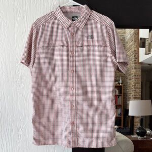 The North Face Men's Red and White Checkered Shirt - Large